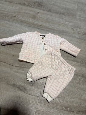 7 For‎ All Mankind Pink Quilted Houndstooth Two-Piece Set